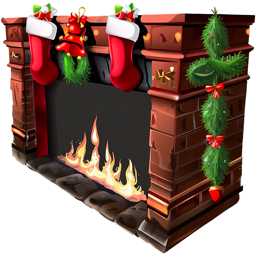 Festive Fireplace With Stockings Png 06262024 PNG image