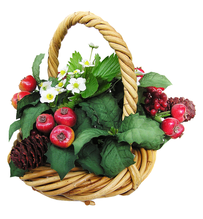 Festive Fruitand Flower Basket.png PNG image