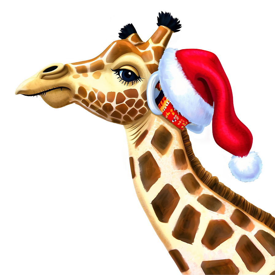 Festive Giraffe With Hat Png 9 PNG image