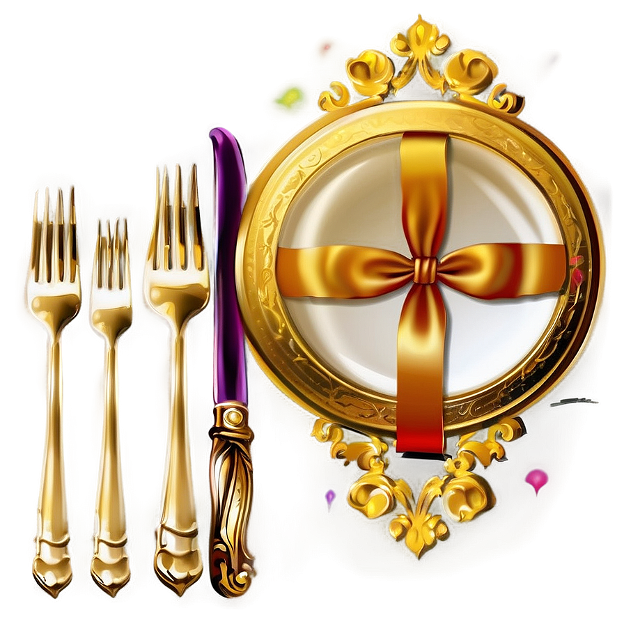 Festive Gold Plate Png 06262024 PNG image