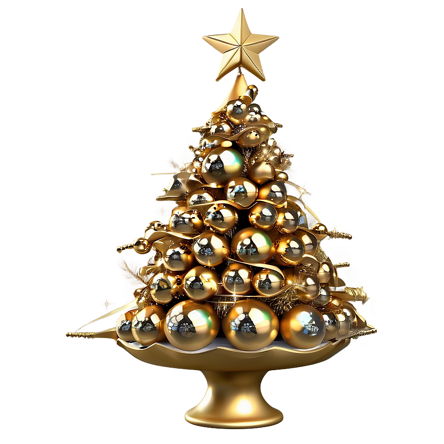 Festive Gold Tabletop Christmas Tree Png Bqn87 PNG image