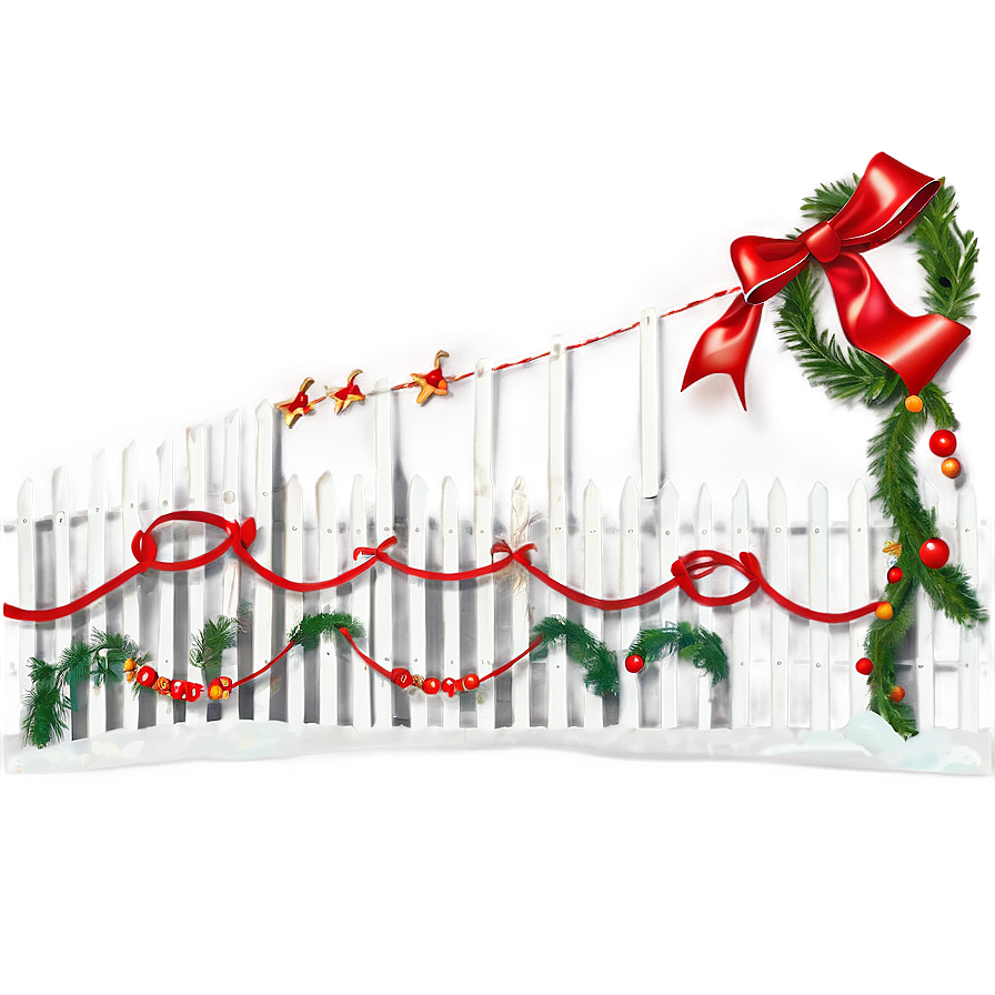 Festive Holiday Decorated Fence Png Rri85 PNG image