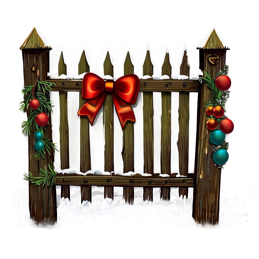 Festive Holiday Decorated Fence Png Rye PNG image