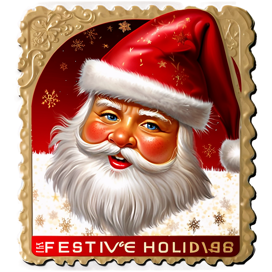 Festive Holiday Postage Stamp Png 06122024 PNG image