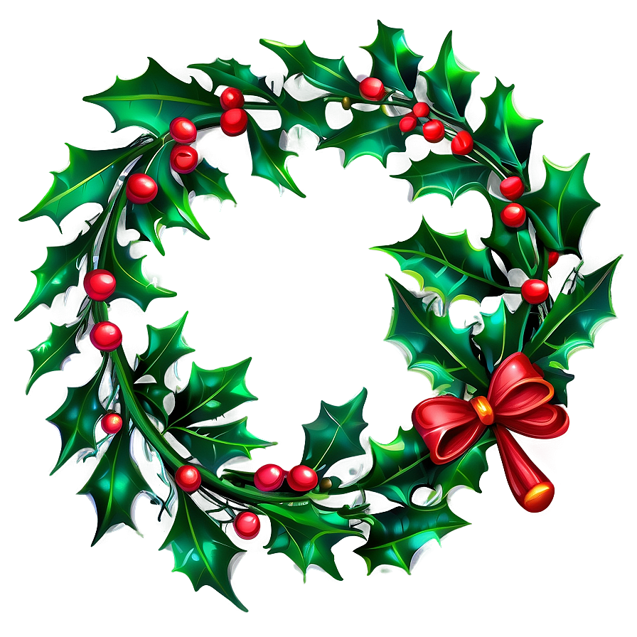 Festive Holly Wreath Png 05242024 PNG image