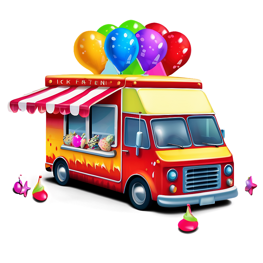 Festive Ice Cream Truck Decor Png Pga PNG image