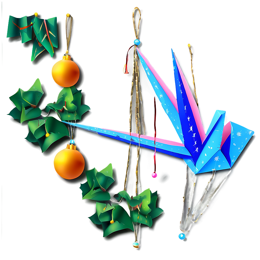 Festive Paper Crane Decoration Png Emn90 PNG image