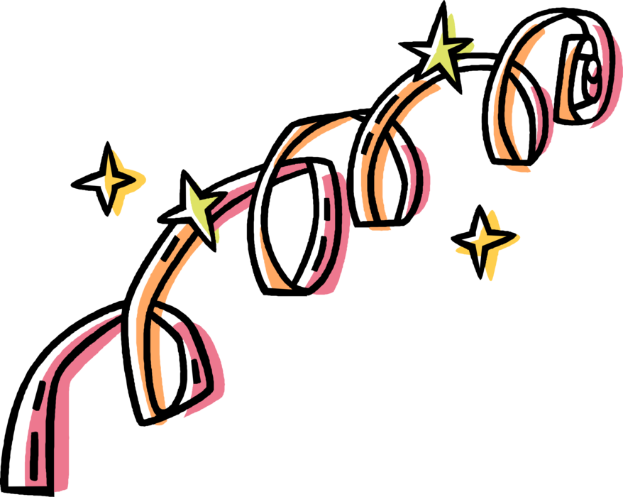 Festive Party Streamer Decoration PNG image