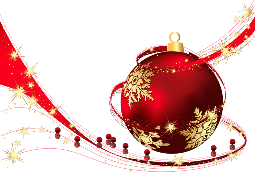 Festive Red Christmas Ballwith Golden Decorations PNG image