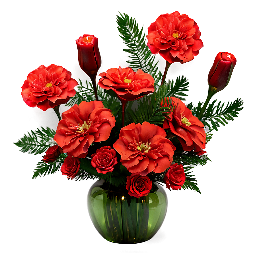 Festive Red Flowers Arrangement Png Ixw80 PNG image