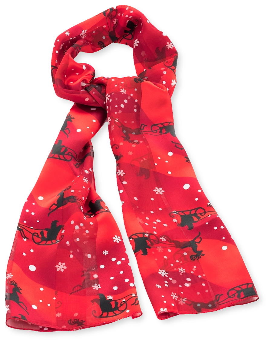 Festive Red Scarfwith Reindeer Pattern PNG image