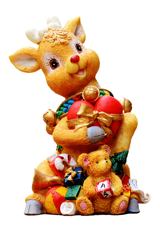 Festive Reindeerand Teddy Christmas Decoration PNG image