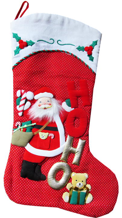 Festive Santa Christmas Stocking PNG image
