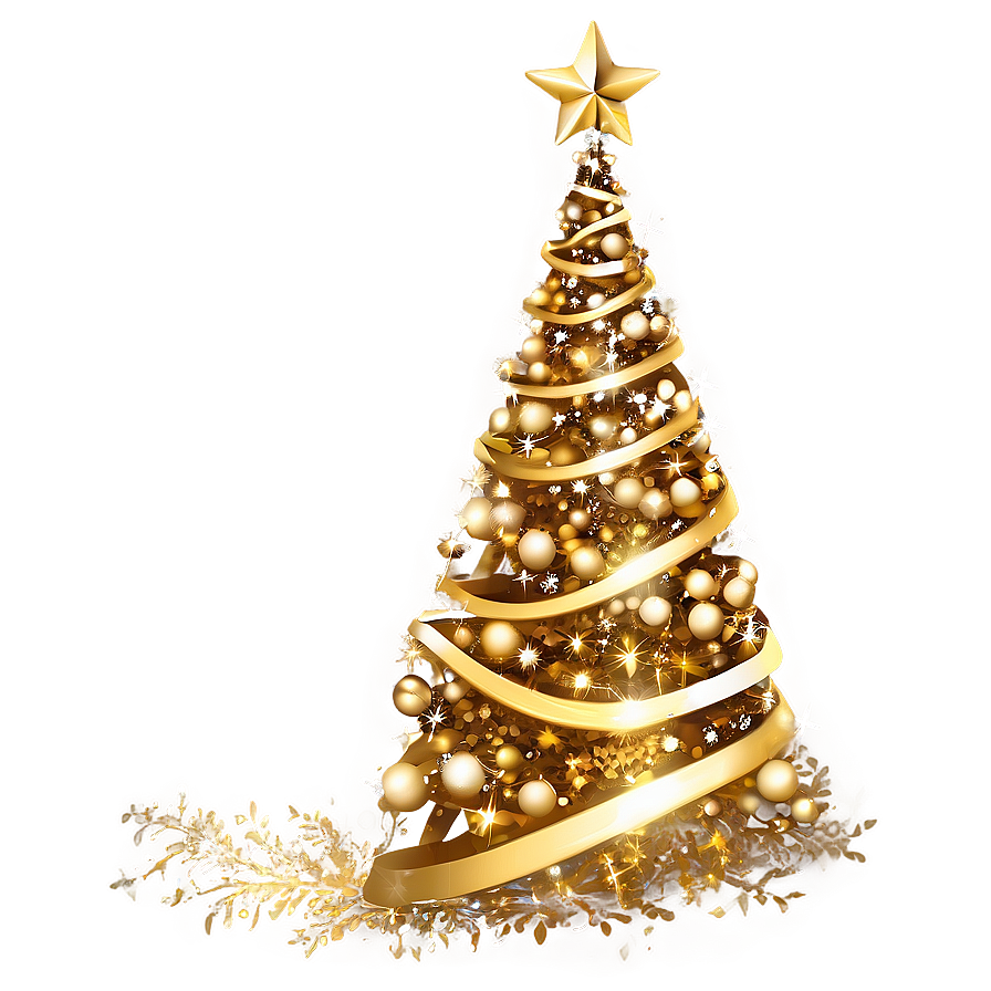 Festive Shimmering Gold Christmas Tree Png 06282024 PNG image