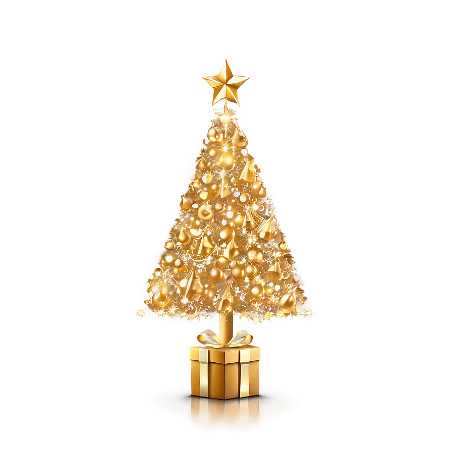 Festive Shimmering Gold Christmas Tree Png Knt PNG image