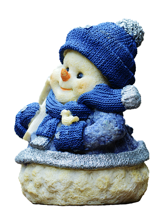 Festive Snowman Figurine Blue Winter Apparel PNG image