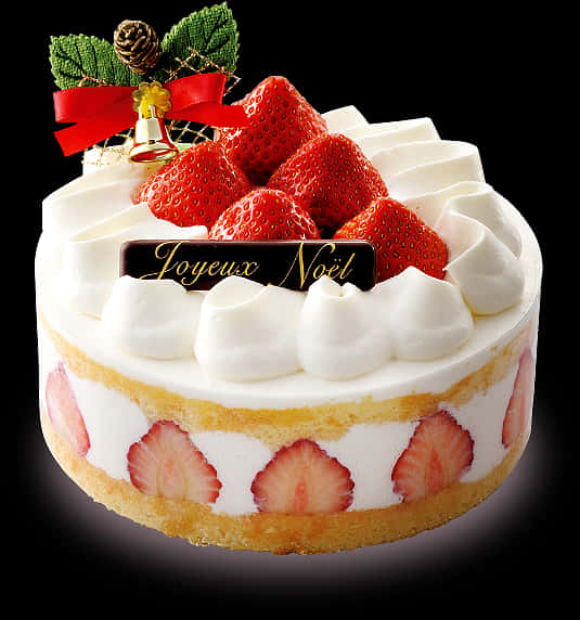 Festive Strawberry Christmas Cake PNG image