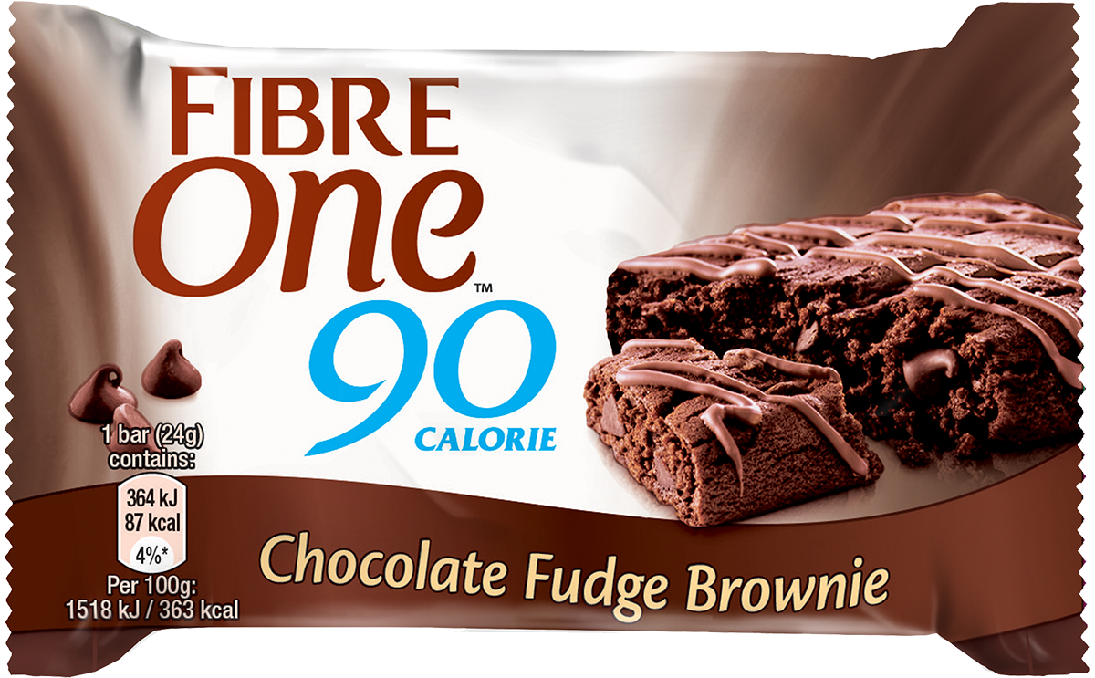 Fibre One Chocolate Fudge Brownie Packaging PNG image