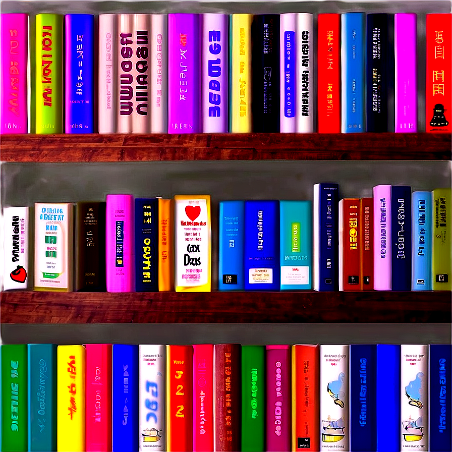 Fiction Books On Shelf Png Eqj96 PNG image