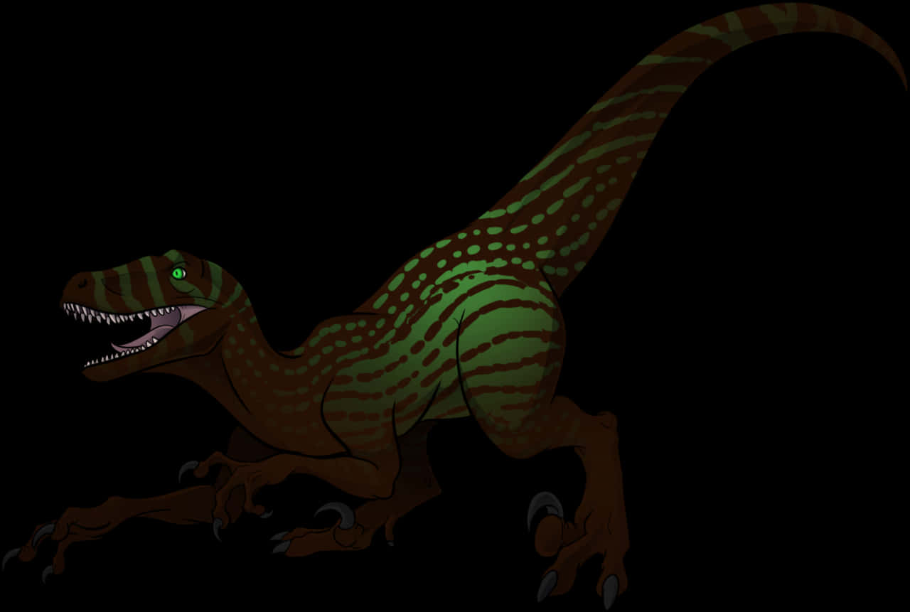 Fierce Green Dinosaur Illustration PNG image