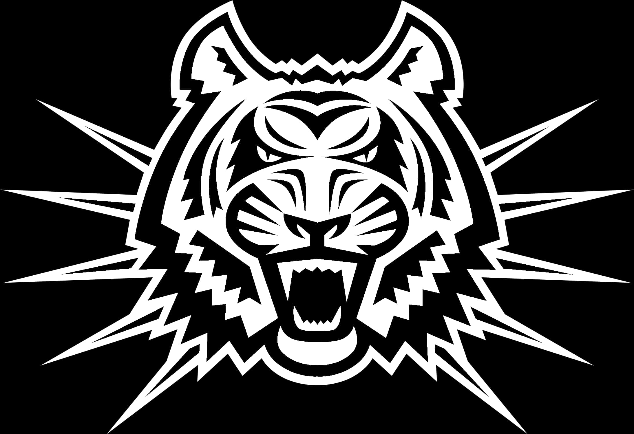 Fierce Tiger Logo Blackand White PNG image