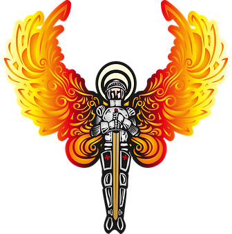 Fiery Angel Knight Graphic PNG image