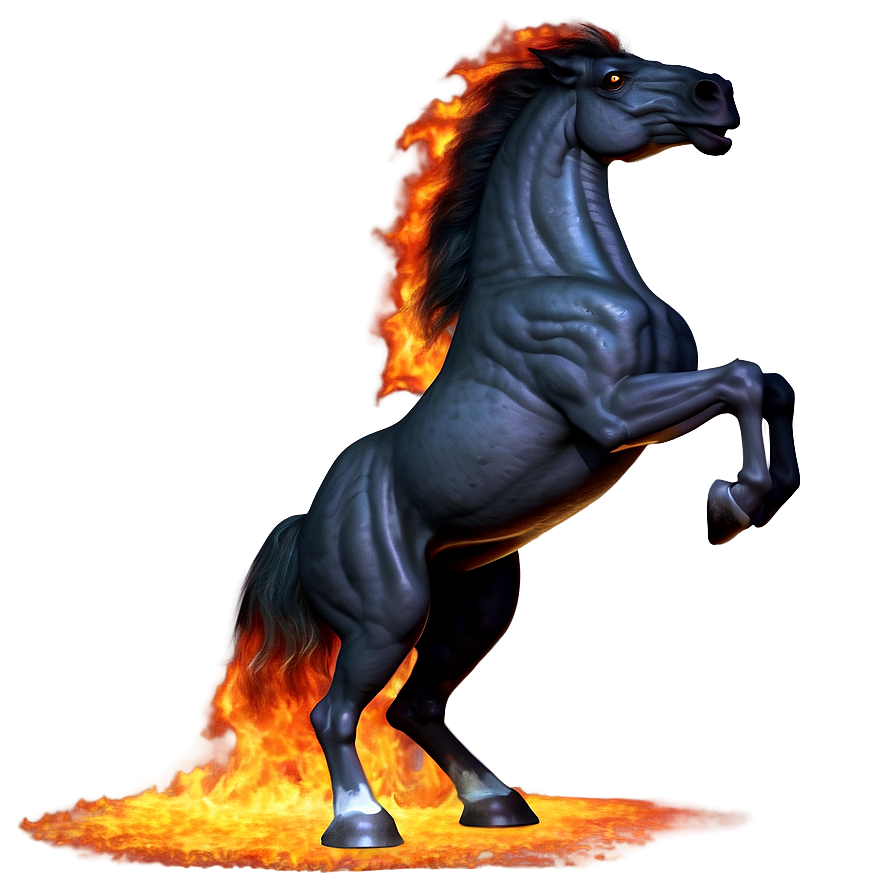 Fiery-eyed Black Nightmare Horse Png Fyf PNG image