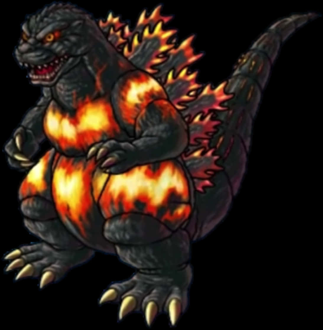 Fiery_ Godzilla_ Illustration PNG image