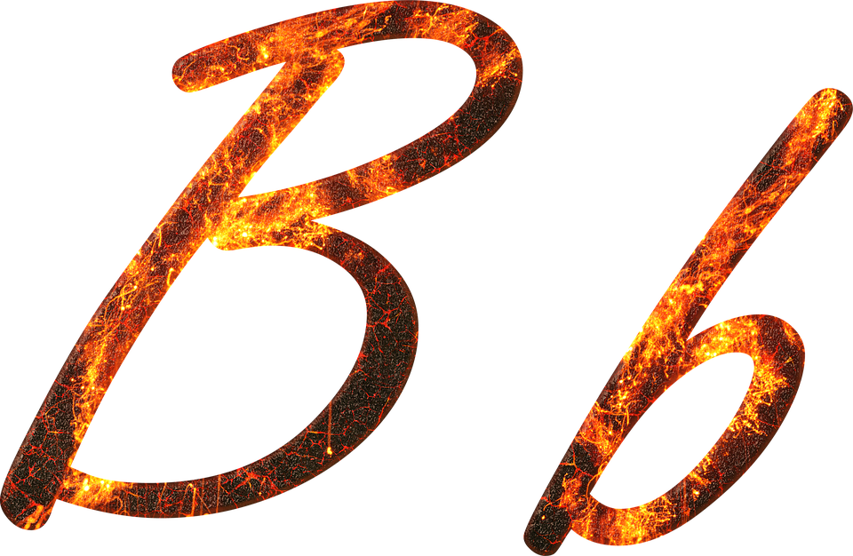 Fiery Letter Bandb PNG image