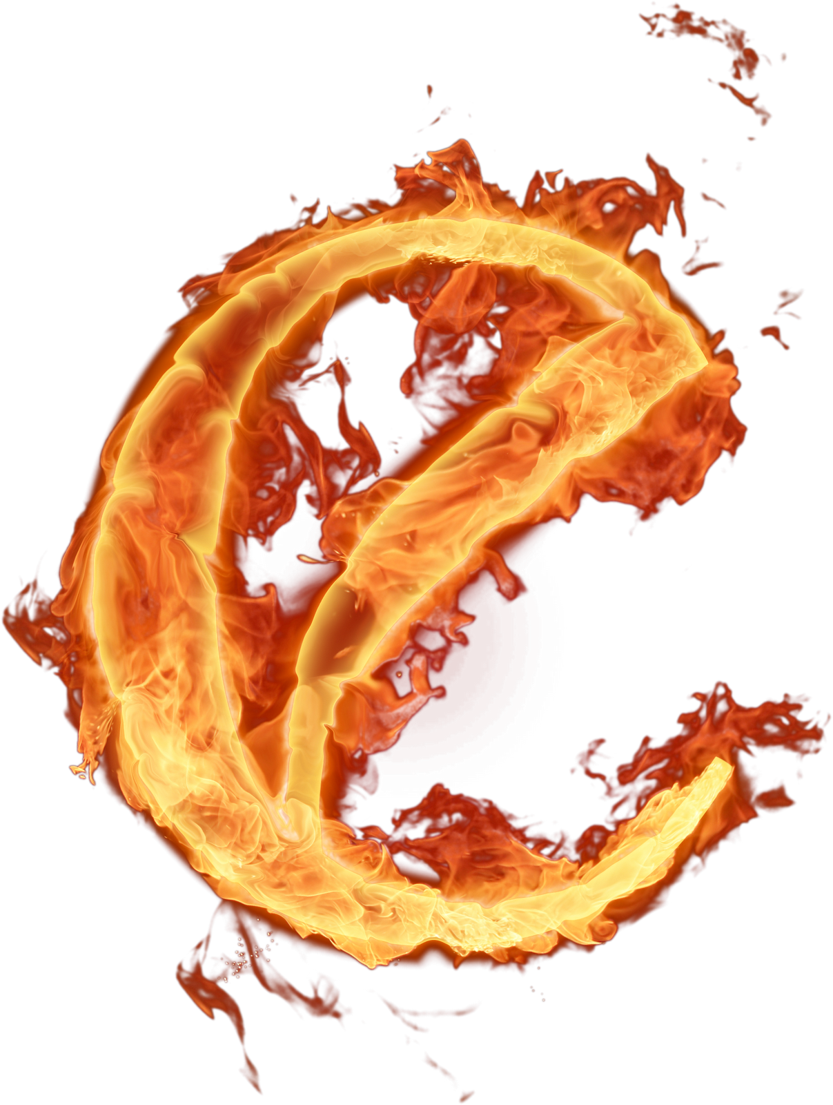 Fiery Letter E Graphic PNG image