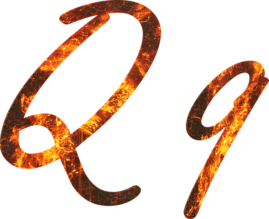 Fiery Letter Q Design PNG image