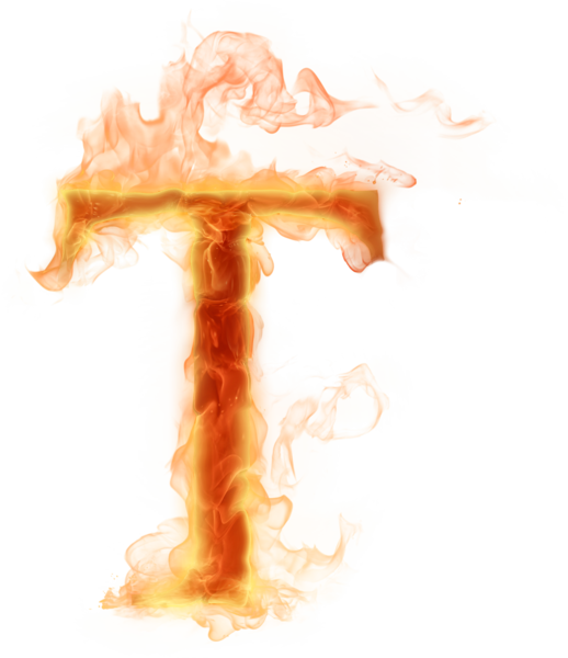Fiery Letter T Flame Effect PNG image