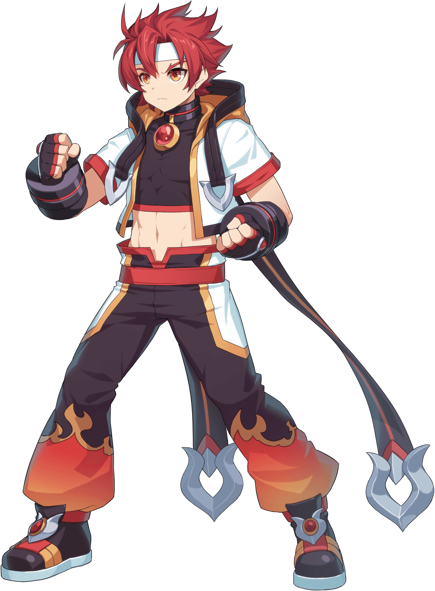 Fiery Red Anime Gamer Character PNG image