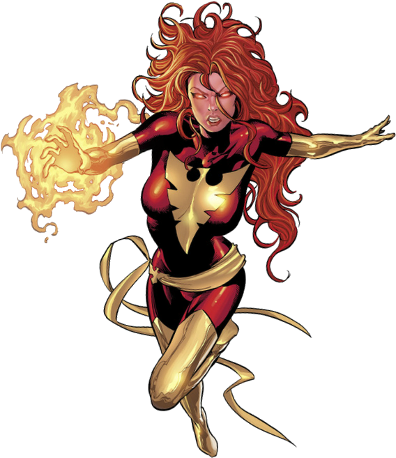 Fiery Redhead Superhero Illustration PNG image