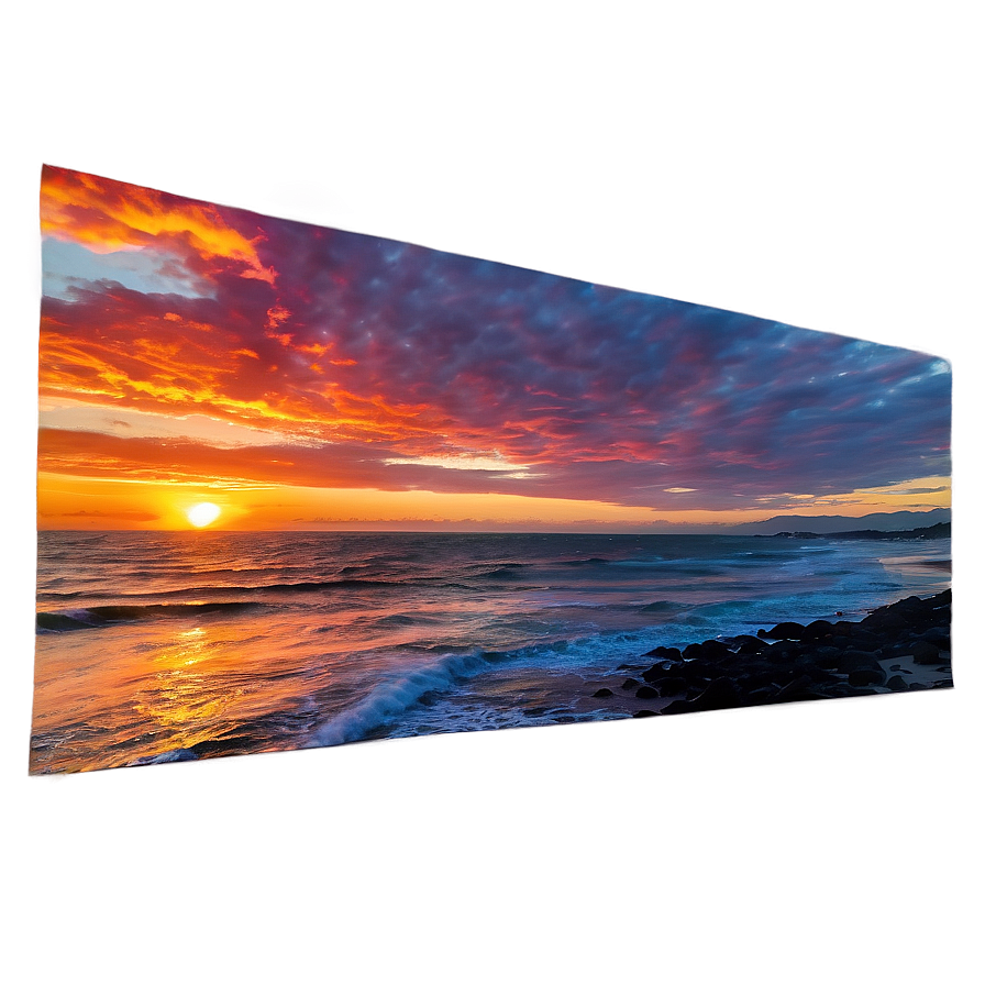 Fiery Sunset Over Ocean Photo Png Bxa PNG image