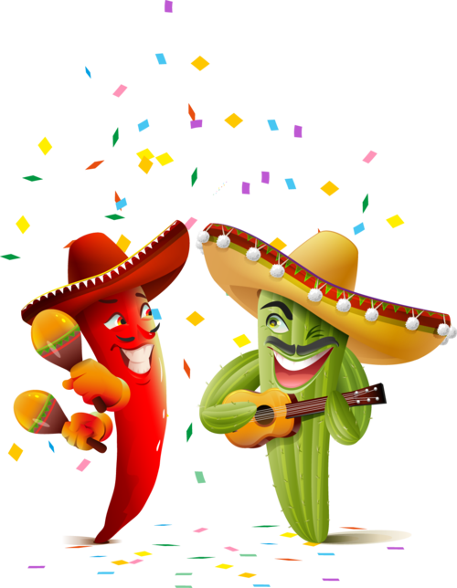 Fiesta Chiliand Cactus Characters PNG image