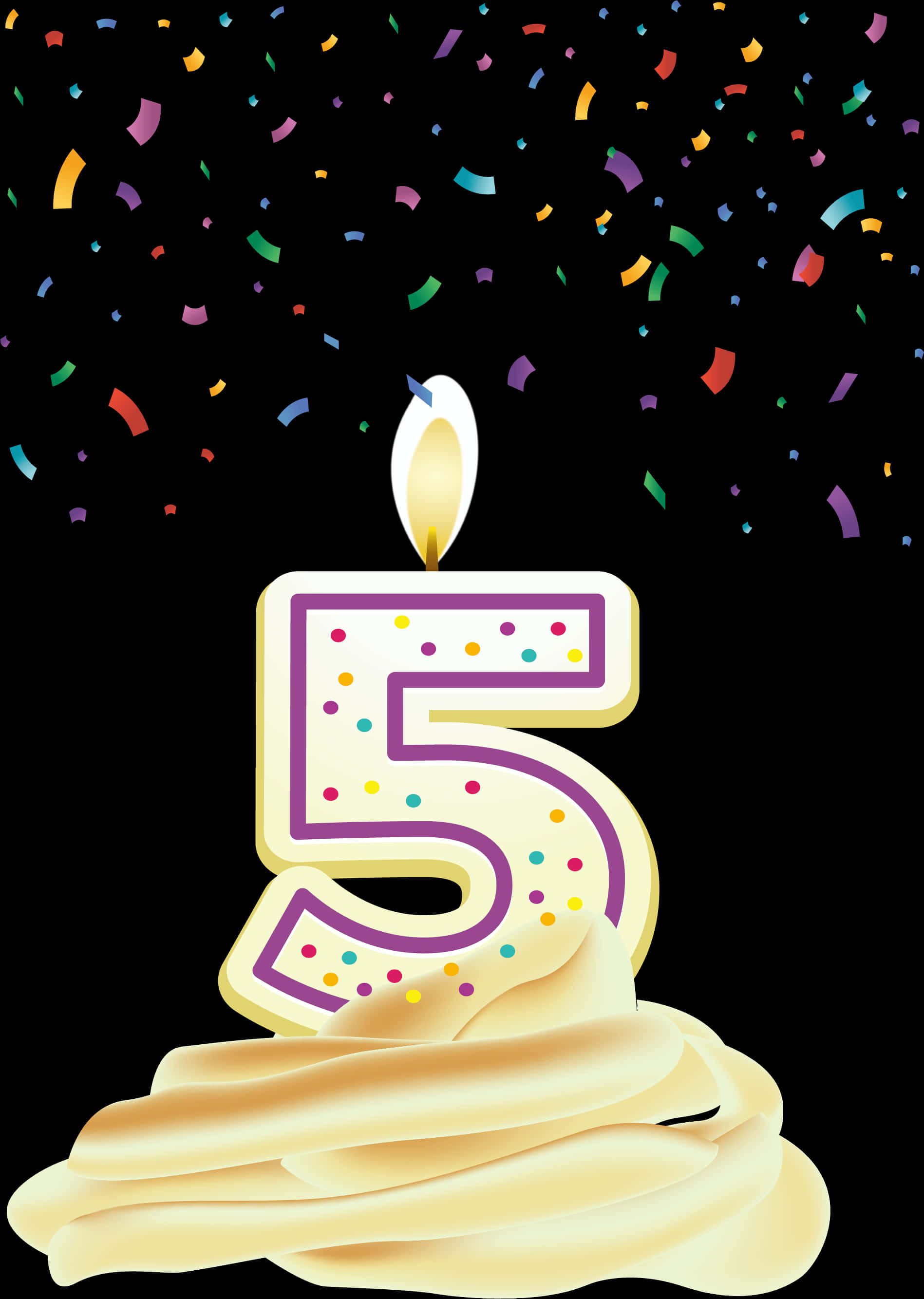 Fifth Birthday Celebration Candle PNG image