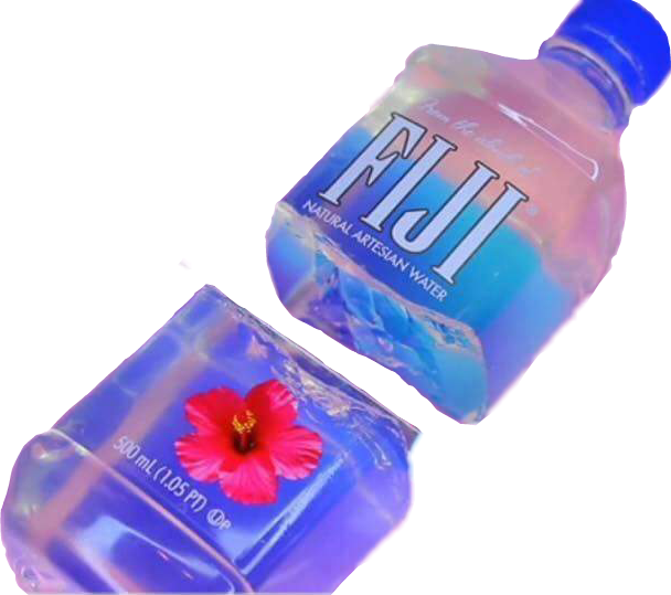 Fiji Water Bottleand Ice Cube PNG image