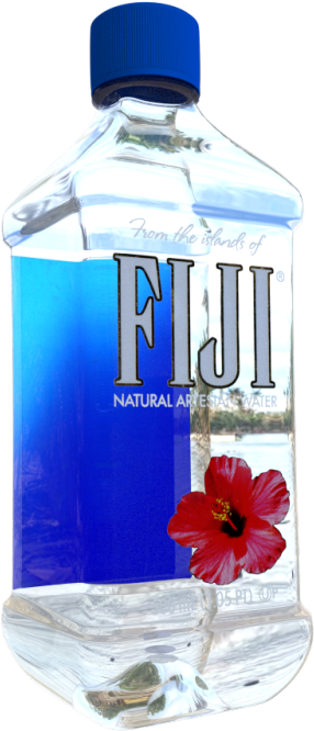 Fiji Water Bottlewith Flower Label PNG image