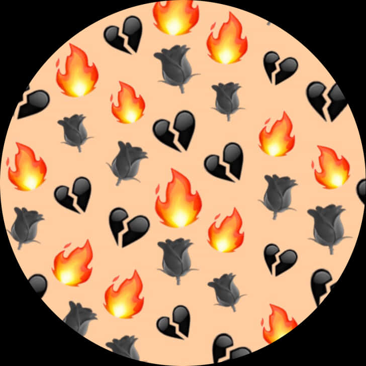 Fire_and_ Broken_ Heart_ Emoji_ Pattern PNG image