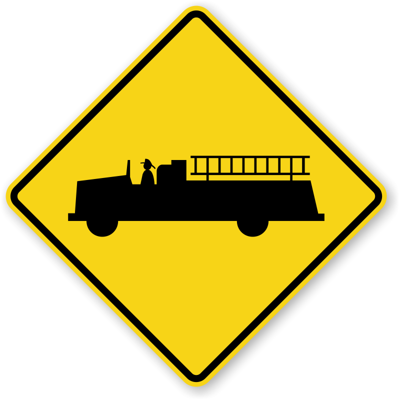 Fire Truck Warning Sign PNG image
