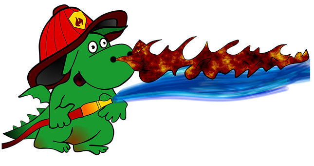 Firefighter Dragon Cartoon PNG image