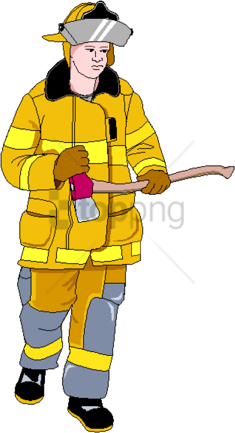 Firefighterin Gear Holding Hose.png PNG image