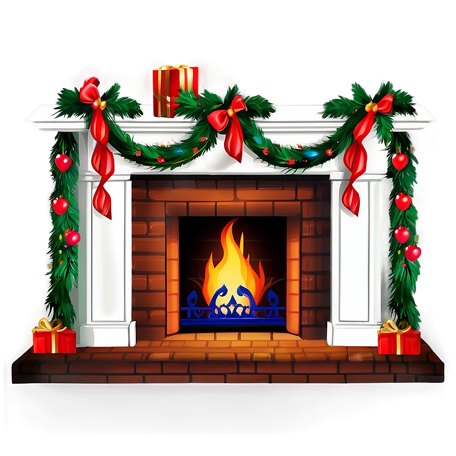 Fireplace Mantel Christmas Decoration Png Pma PNG image