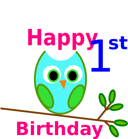 First Birthday Owl Celebration PNG image