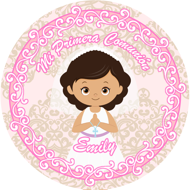 First Communion Celebration Plate Design PNG image