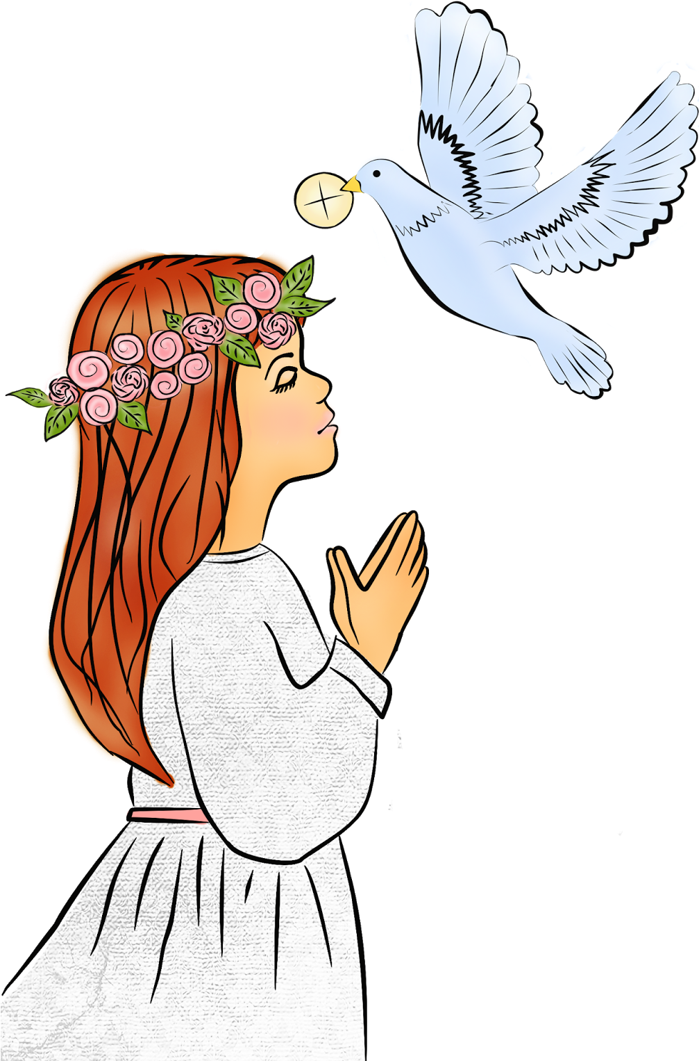 First Communion Girl Dove Eucharist PNG image