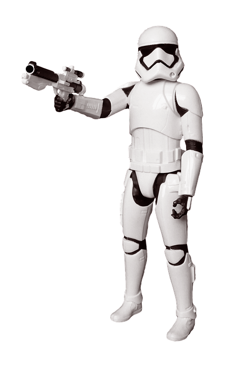 First Order Stormtrooper Posingwith Blaster PNG image