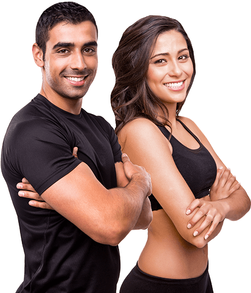 Fit Couple Posing Together PNG image