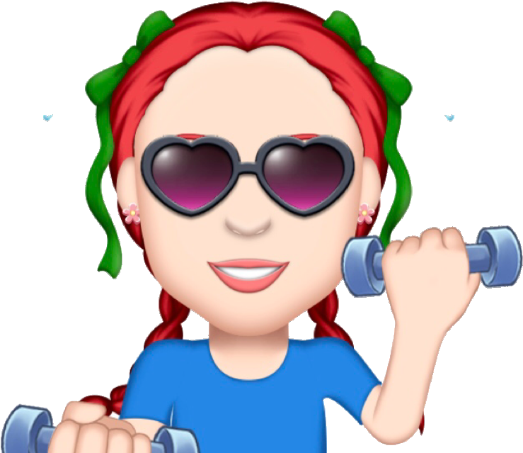 Fitness Emoji Red Hair Sunglasses Dumbbell PNG image